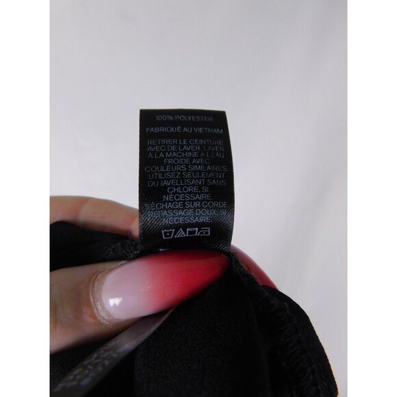 Express Dress Womens Medium Black Button Front Shirt Dress Belted Short Sleeve - Picture 12 of 12